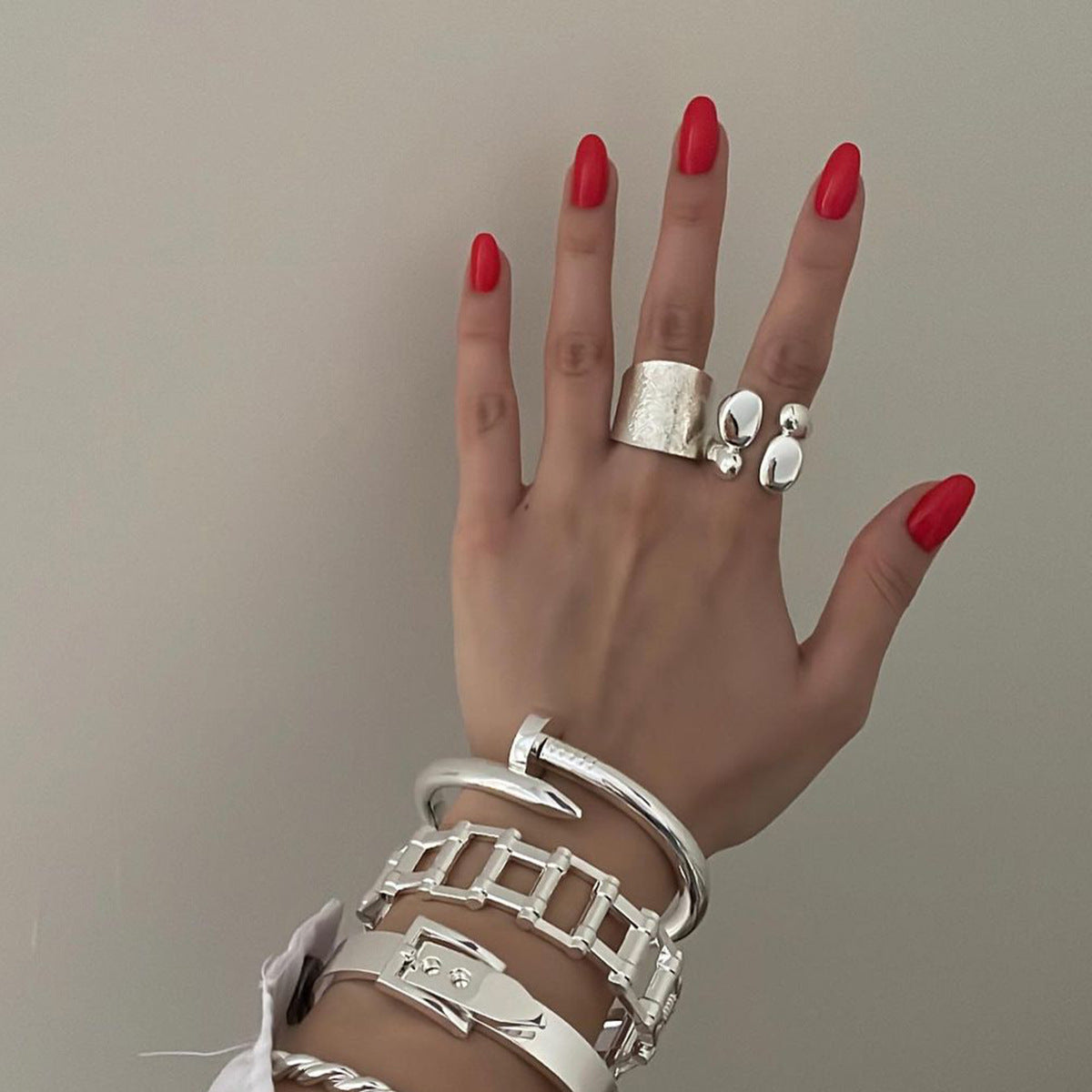 18k gold irregular titanium steel ring