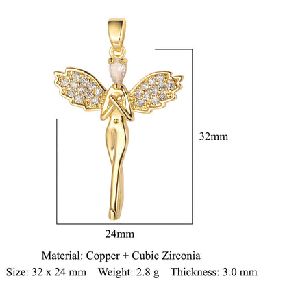 3 pcs/pack, rose copper zircon pendant DIY.