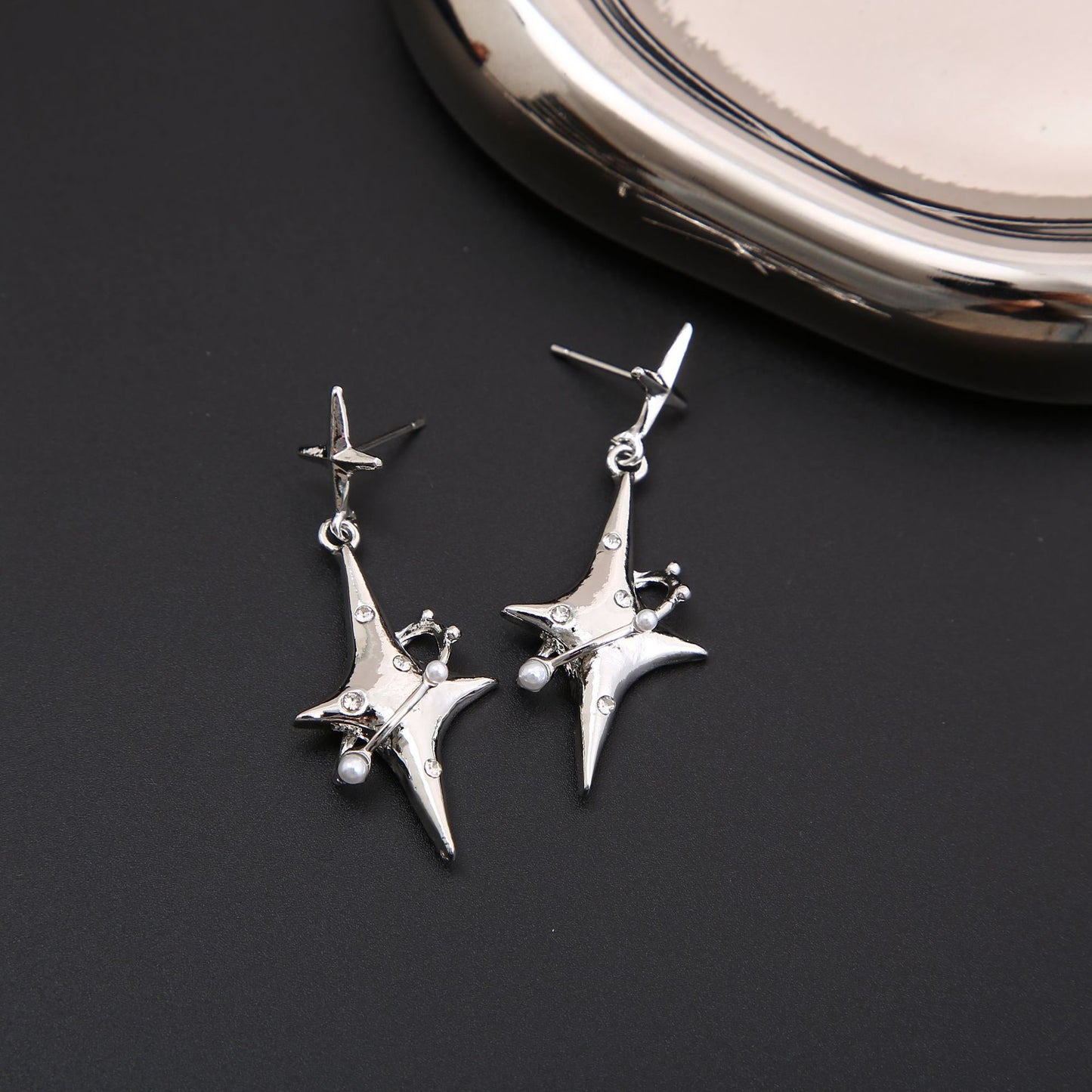 Star Point Diamond Stud Earrings