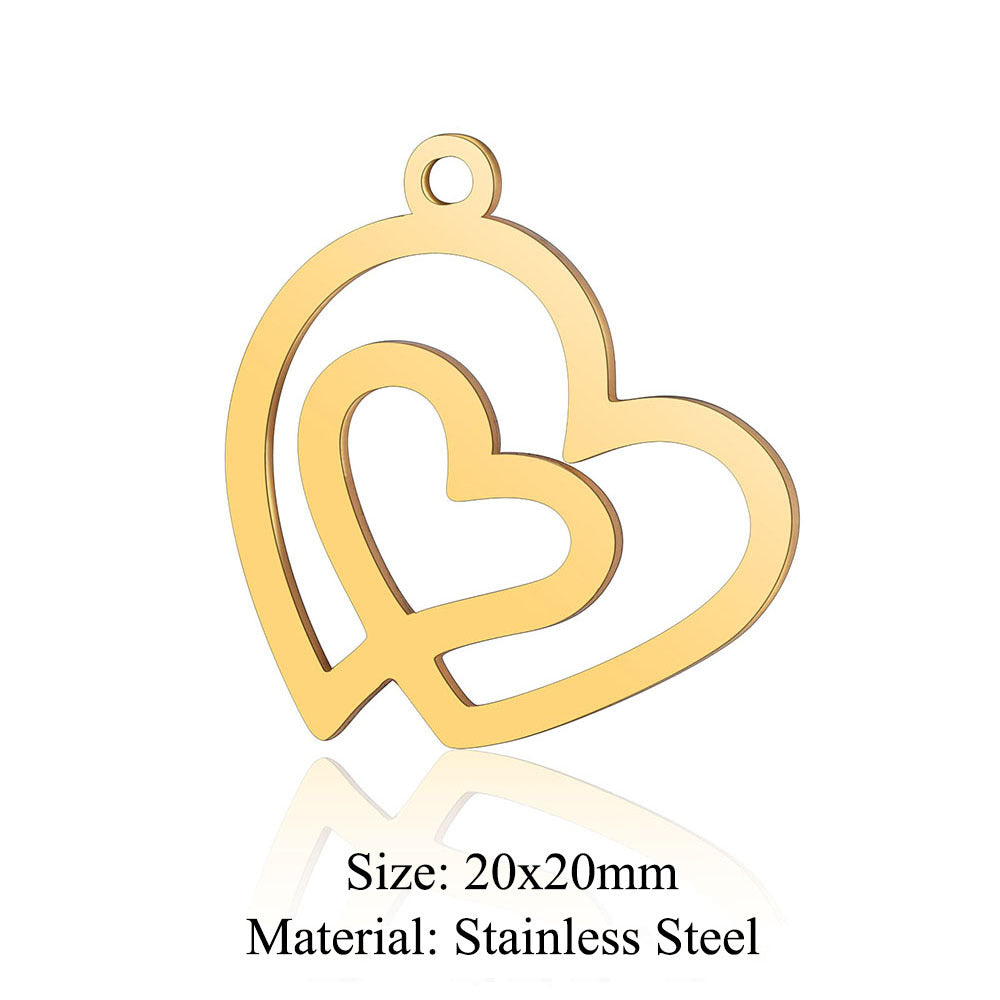 5 pcs/pack, love electrocardiogram, titanium steel pendant, peach heart DIY.