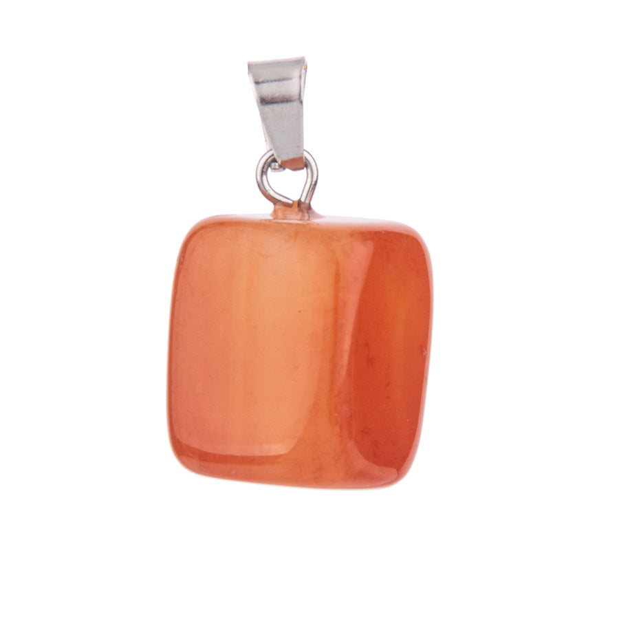 Crystal amorphous semi-precious stone cube pendant