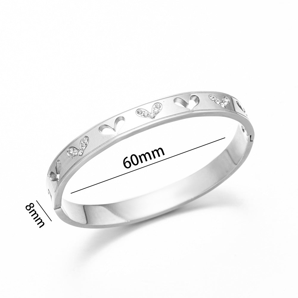 Pulseira vintage de coração de zircão branco no atacado 