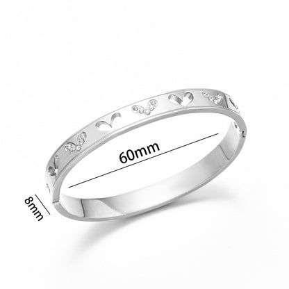 Pulseira vintage de coração de zircão branco no atacado 