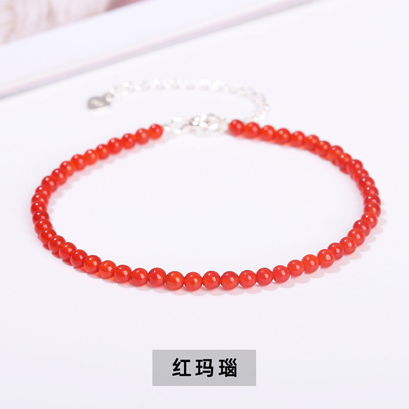 3Mm natural stone crystal agate round bead extremely fine bracelet