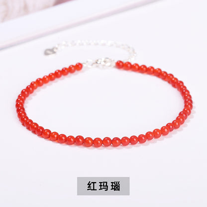 3Mm natural stone crystal agate round bead extremely fine bracelet
