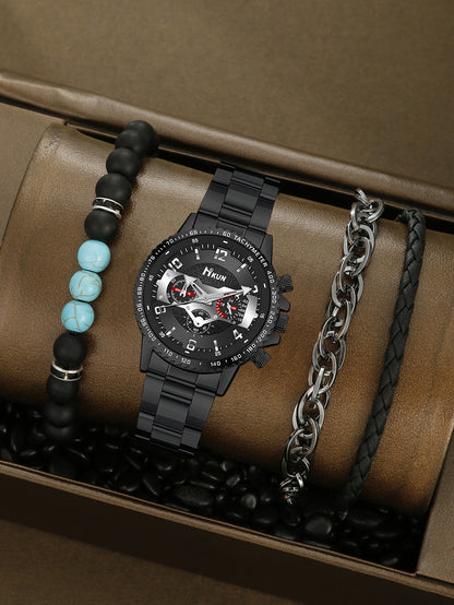 Men's Watch Punk Woven Bracelet Set
