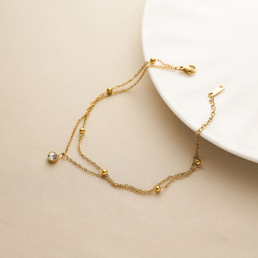 Diamond Double-Layer Bead Bracelet