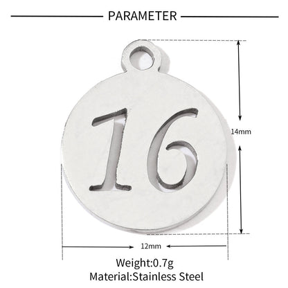 20 pcs/pack of boys and girls digital titanium steel pendants