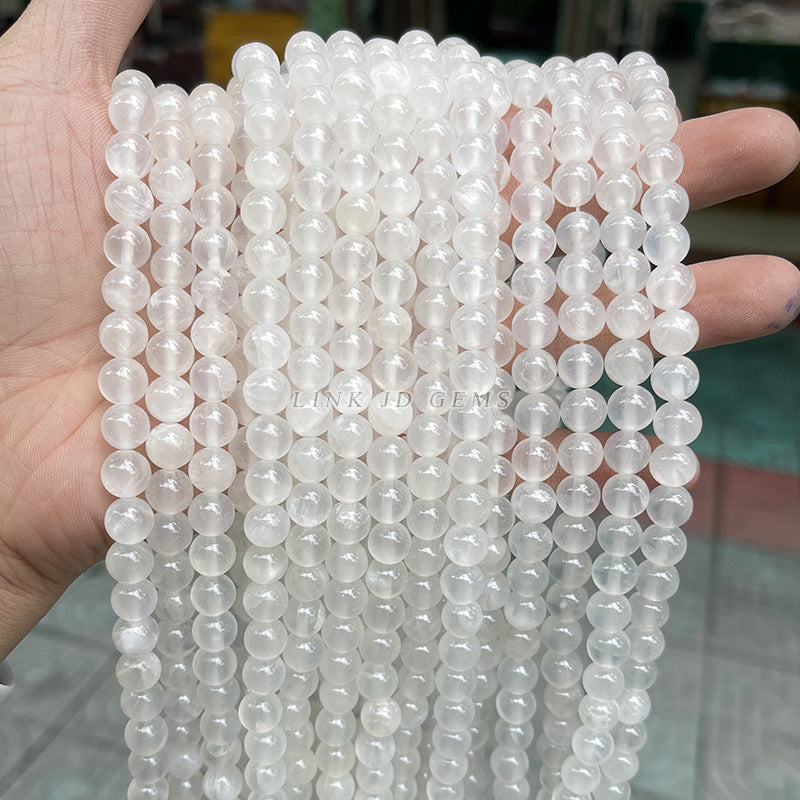 Afghanistan white jade loose beads milk white jade round beads