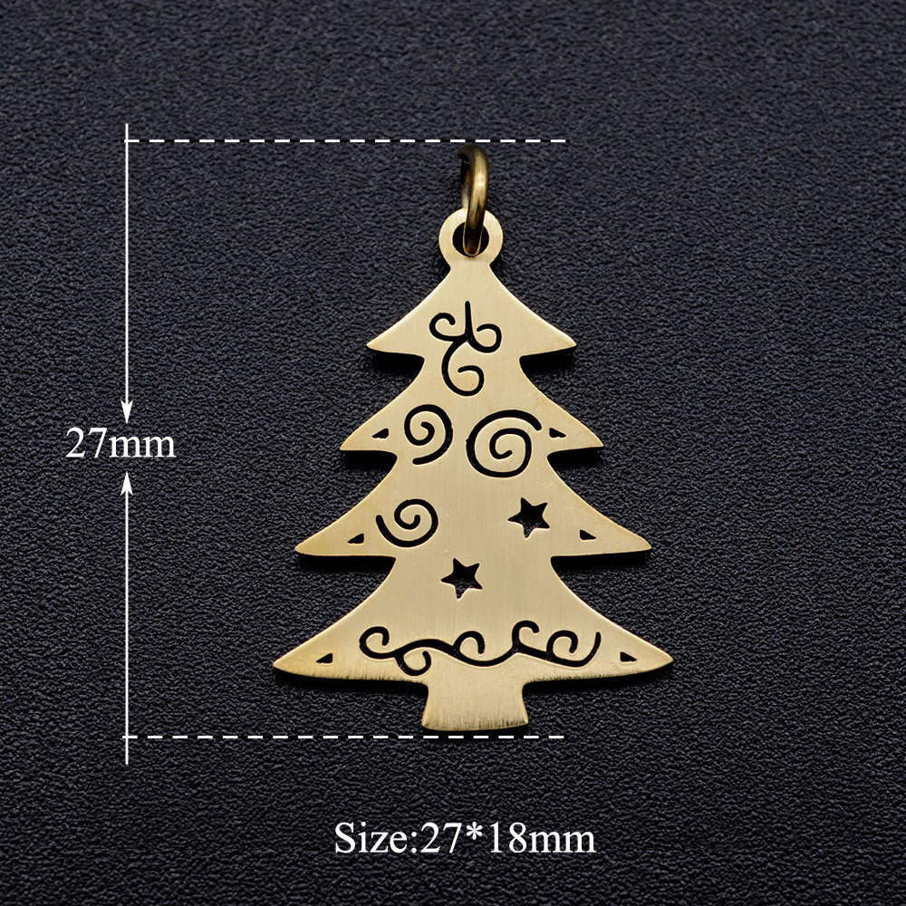 5 pcs/bag Coconut Tree Christmas Tree Titanium Steel Pendant