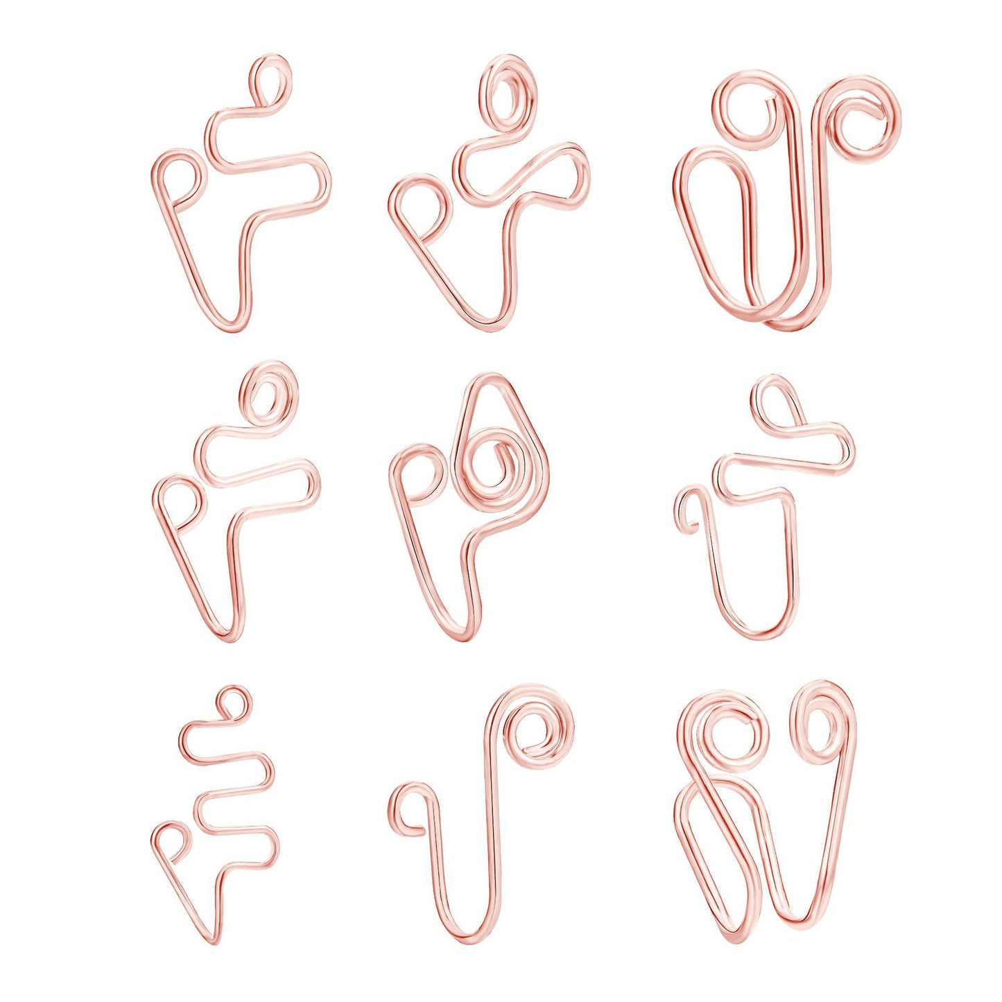 9-Piece U-Shaped Faux Nose Ring Set