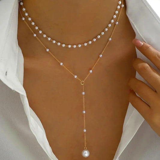 Pearl Fringe Double-Layer Necklace