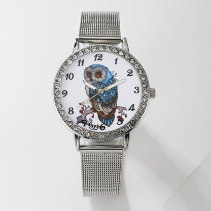Owl Pointer Quartz Watch Jewelry Set