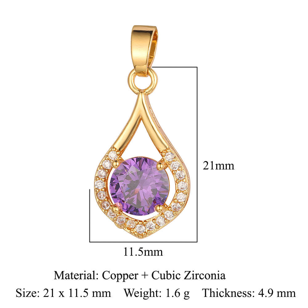 Heart-shaped wings square round zircon pendant.