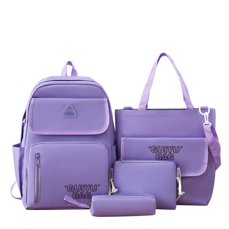 Fashionable solid color simple large capacity backpack