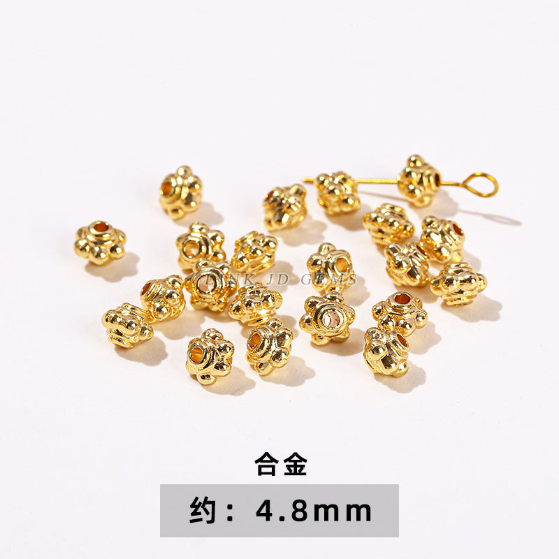 14/18K gold nine-character needle ball needle flower holder copper ring heart shape
