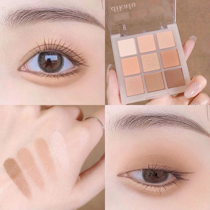 Paleta de sombras de ojos acrílicas transparentes de nueve colores 