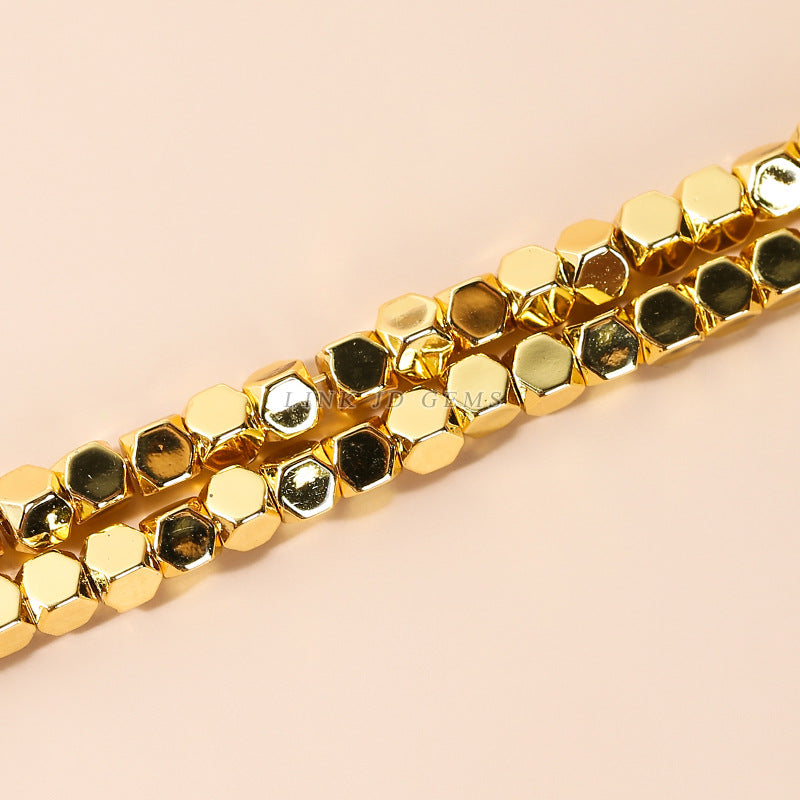 2-4Mm electroplated black gallstone corner cutting square loose beads