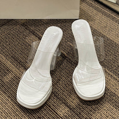 Transparent crystal women's sandals