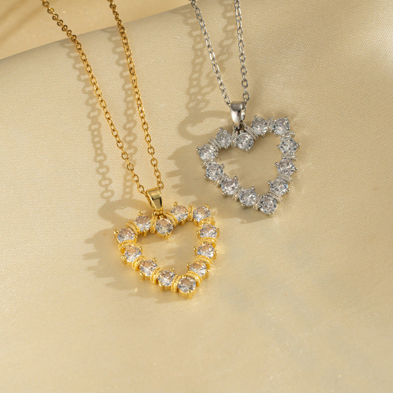 Hollow Heart Necklace with Full Zircon, Amazon Bestseller