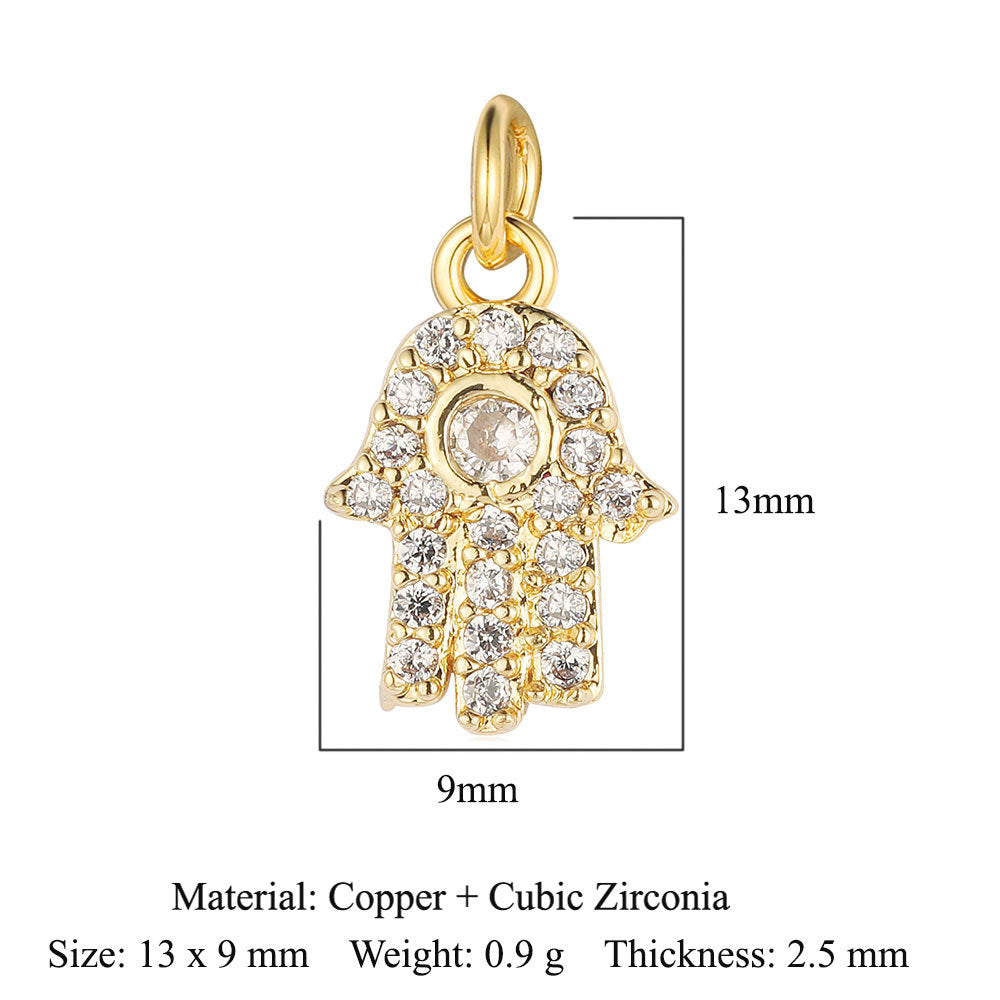 Sun Moon Stars Copper Zircon Eyes Palm Pendant