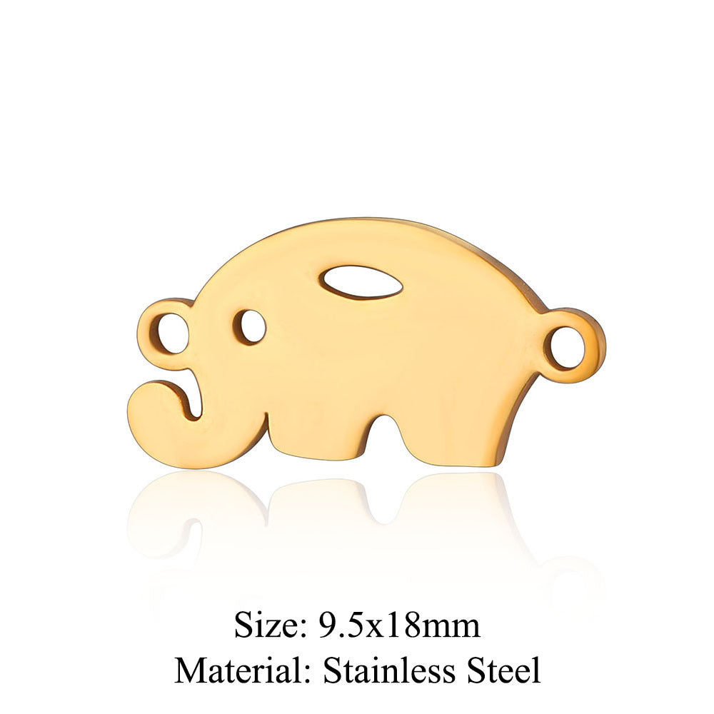 Colgante de acero de titanio con forma de elefante, lobo, tortuga, león y oso, 5 unidades por bolsa 