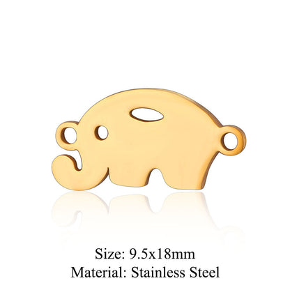 Colgante de acero de titanio con forma de elefante, lobo, tortuga, león y oso, 5 unidades por bolsa 