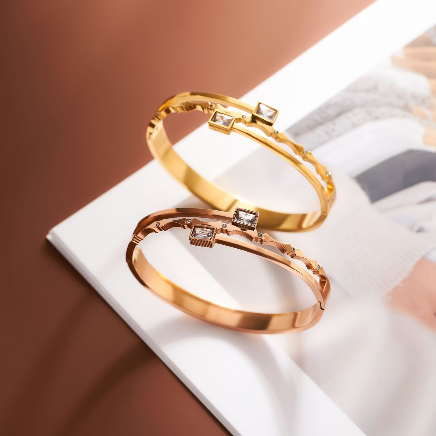 Two square diamond bracelets women's