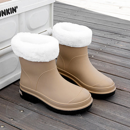 Rain shoes women's cotton warm rain boots