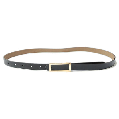 Real cowhide square buckle thin belt