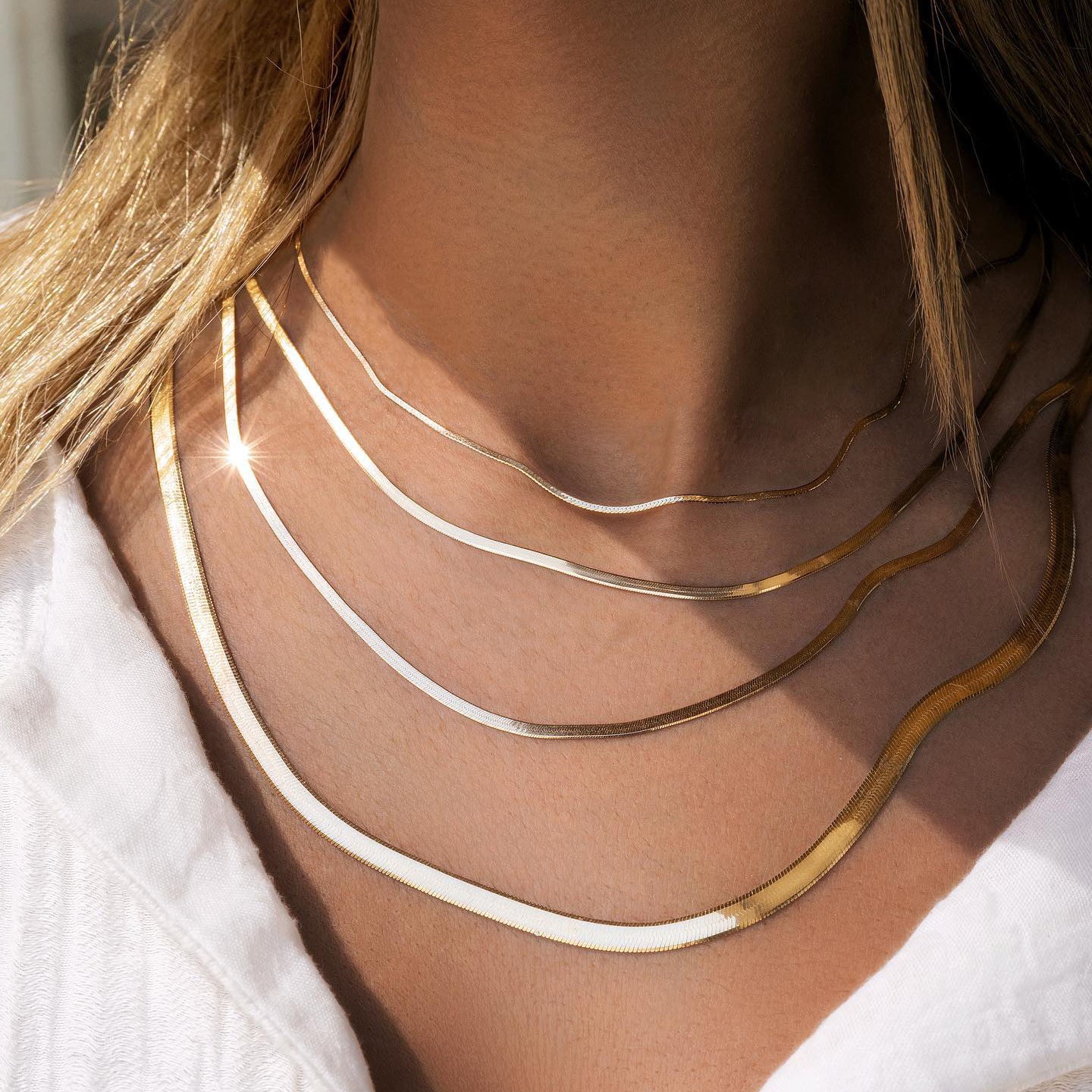 Flat Snake Chain Choker Necklace