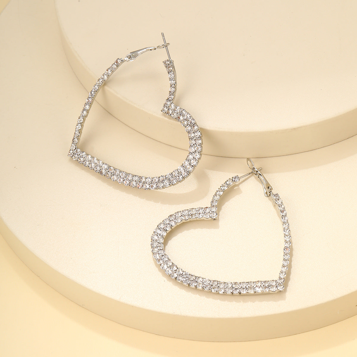 Exaggerated Diamond Heart Earrings