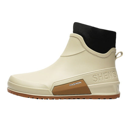 Short tube velvet rain boots non-slip