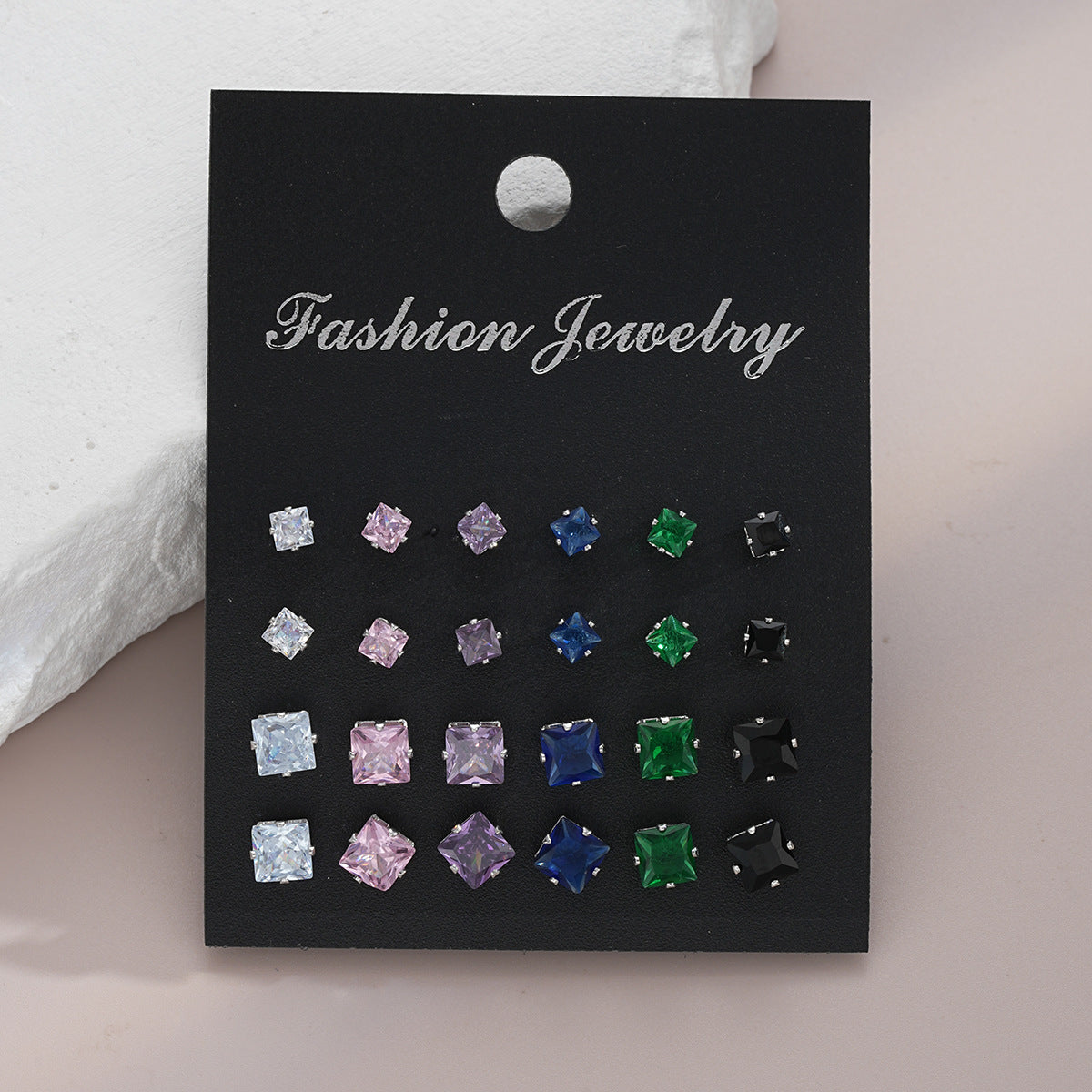 12-Piece Zircon Stud Earring Set