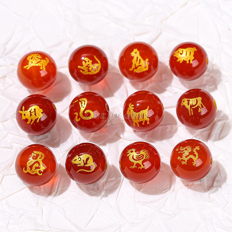 Onyx zodiac bronzing round beads loose beads