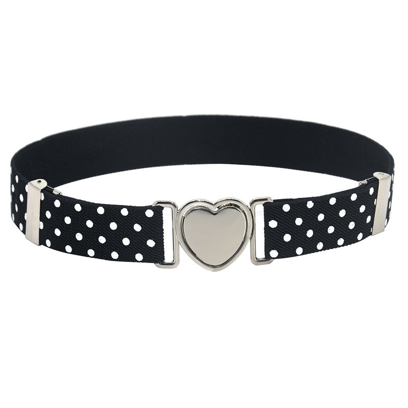 Silver Heart Buckle Adjustable Kids Belt