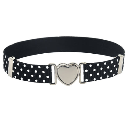 Silver Heart Buckle Adjustable Kids Belt