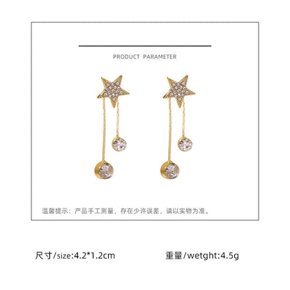 Pendientes con borlas y pentagramas en forma de aguja de plata S925 