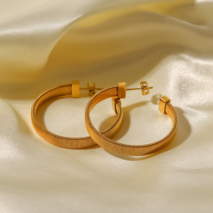 Stainless Steel C-Shaped Hoop Earrings