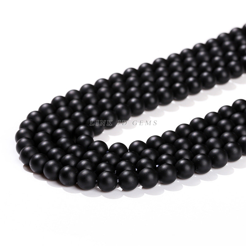 Frosted black agate loose beads