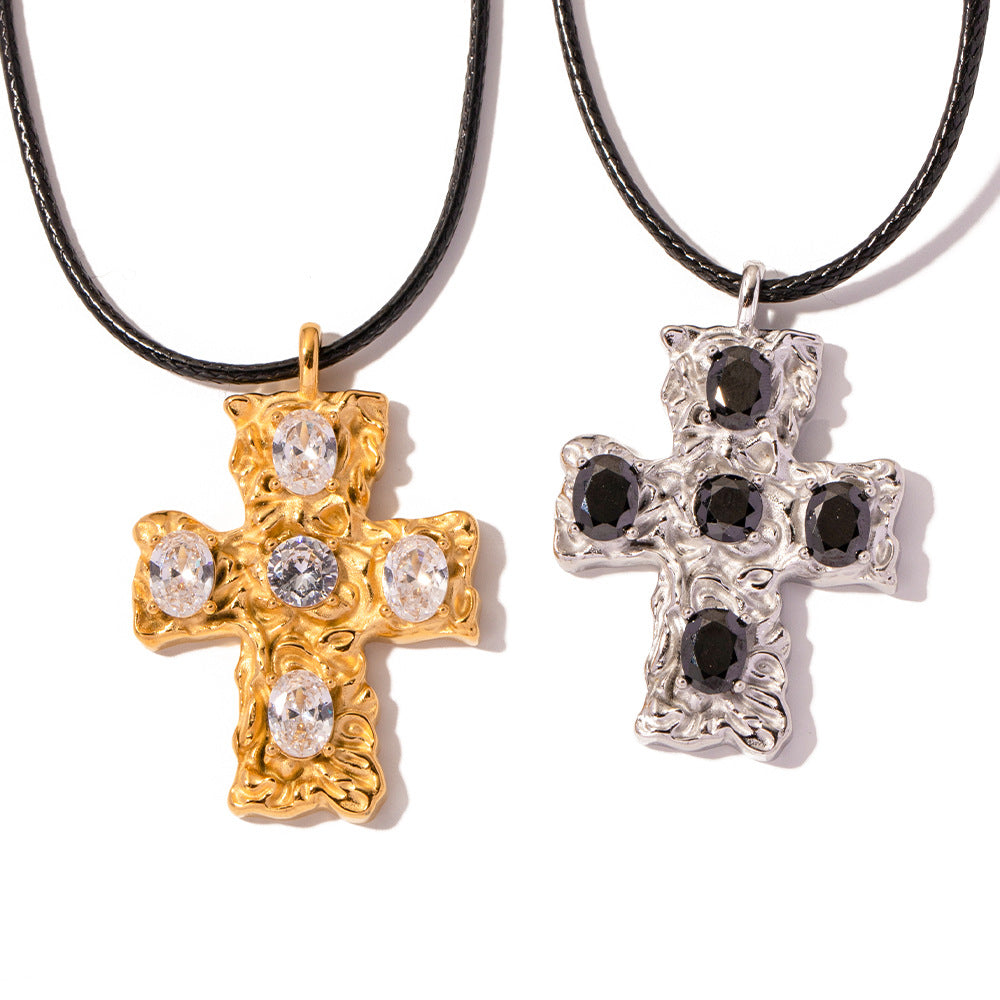 Cross necklace with zircon