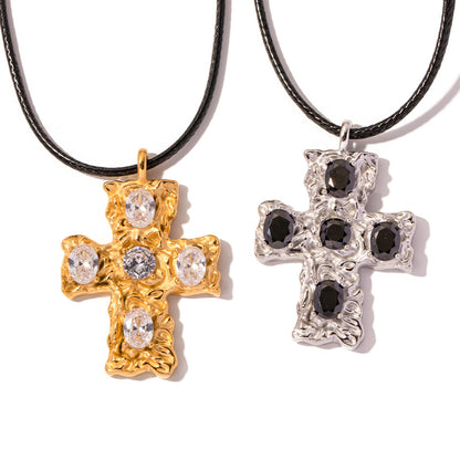 Cross necklace with zircon
