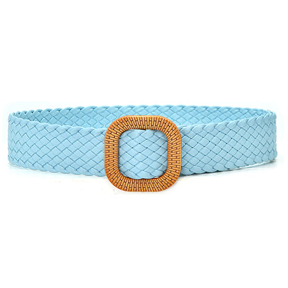 Colorful Round Buckle Belt Versatile Braided