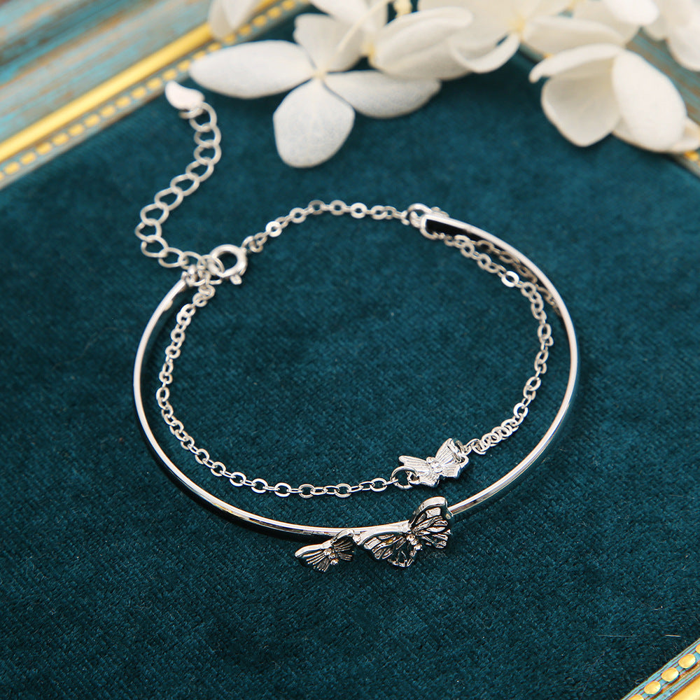 Double Butterfly Opening Bracelet