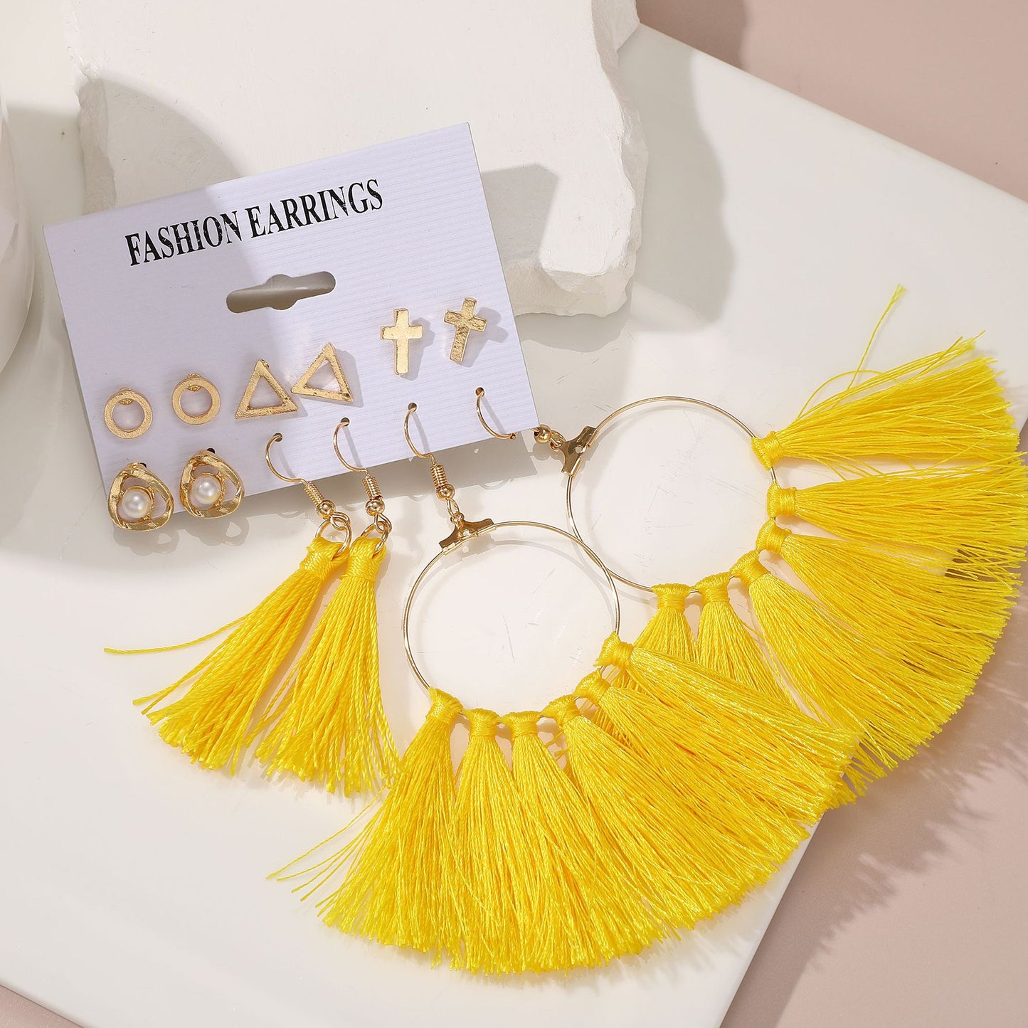 Bohemian Pearl Fringe Earring Set