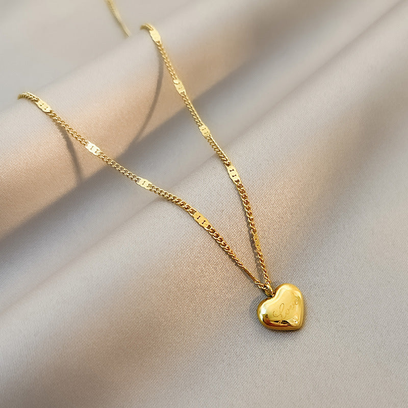 Titanium Steel Peach Heart Necklace