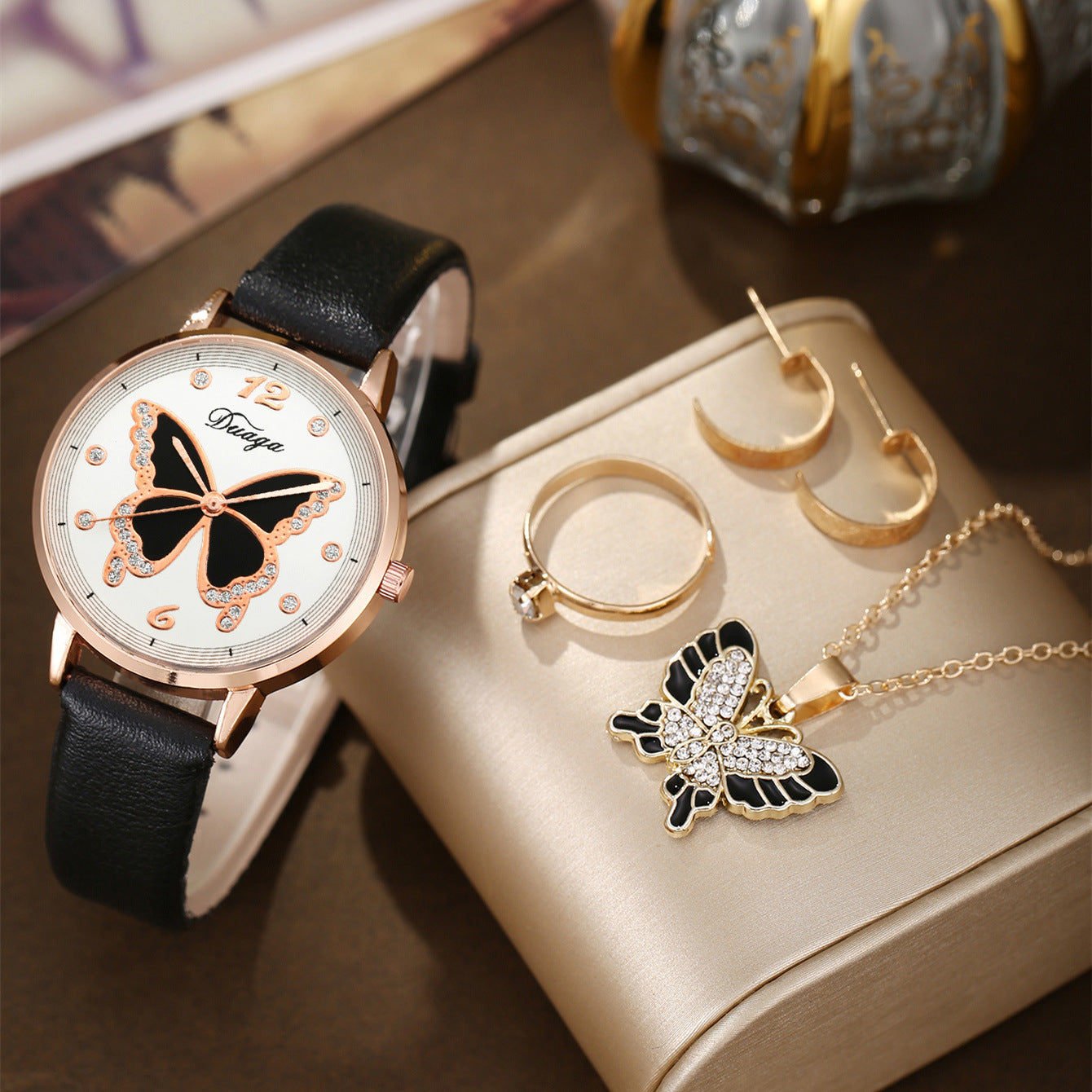 Watch Pearl Butterfly Jewelry Set