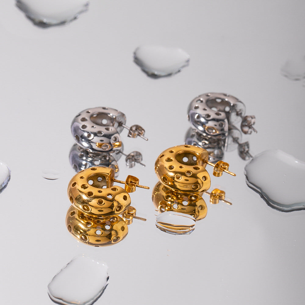 Round Hollow C Shape Earrings