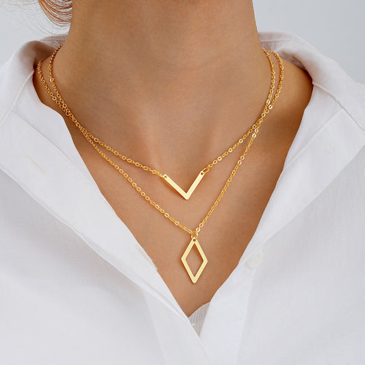Geometric V-Rhombus Necklace Set