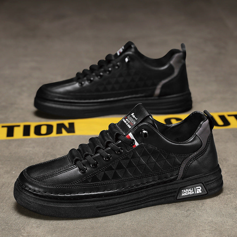 Breathable Thin Soft Leather White Sneakers